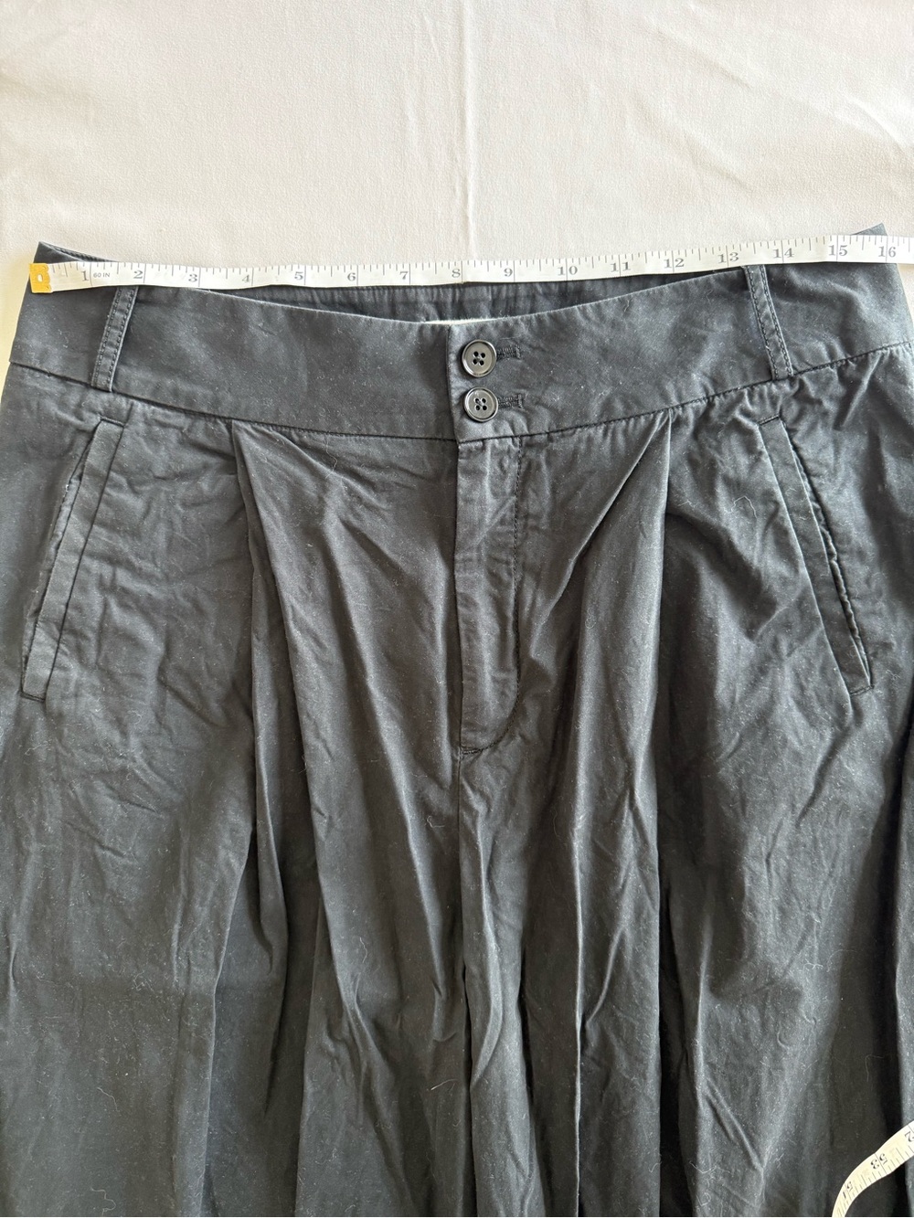 Anthropologie Black High-Waist Wide-Leg cropped Pants - Picture 7 of 10